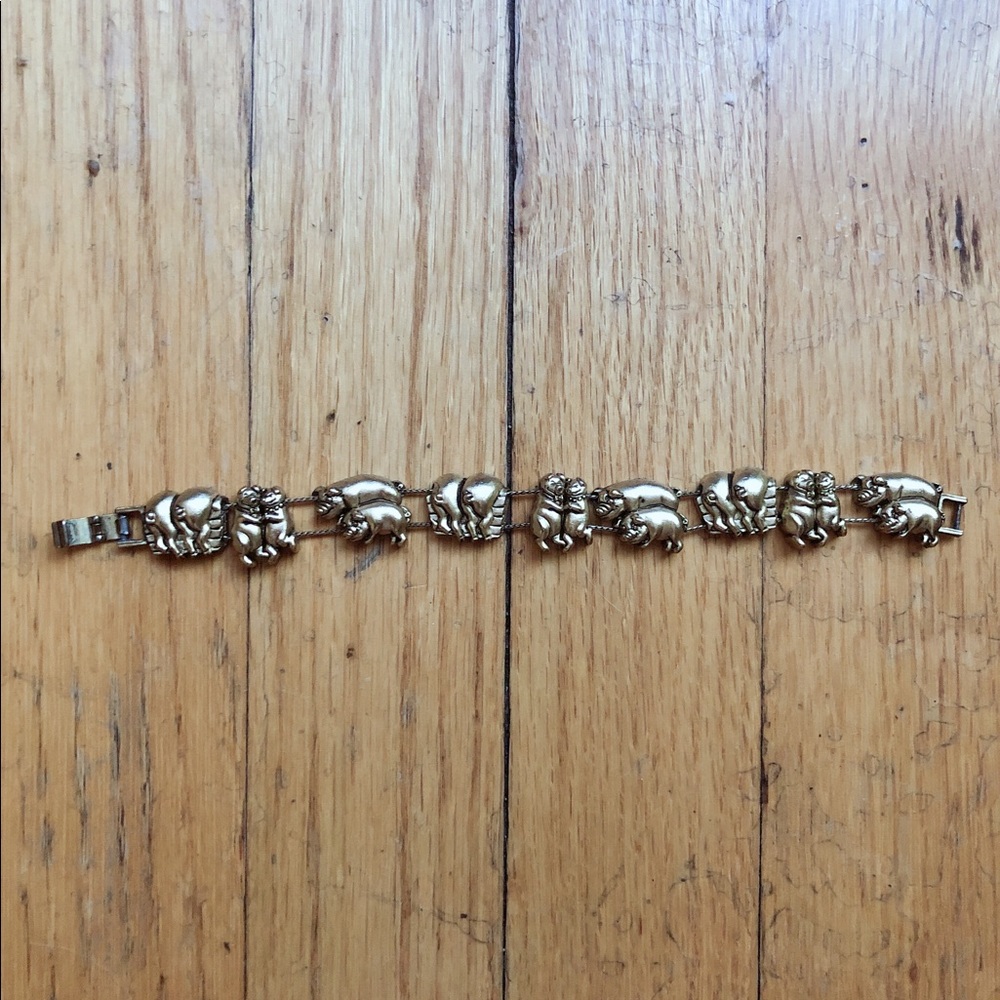 Vintage Gold Tone Piggy Bracelet